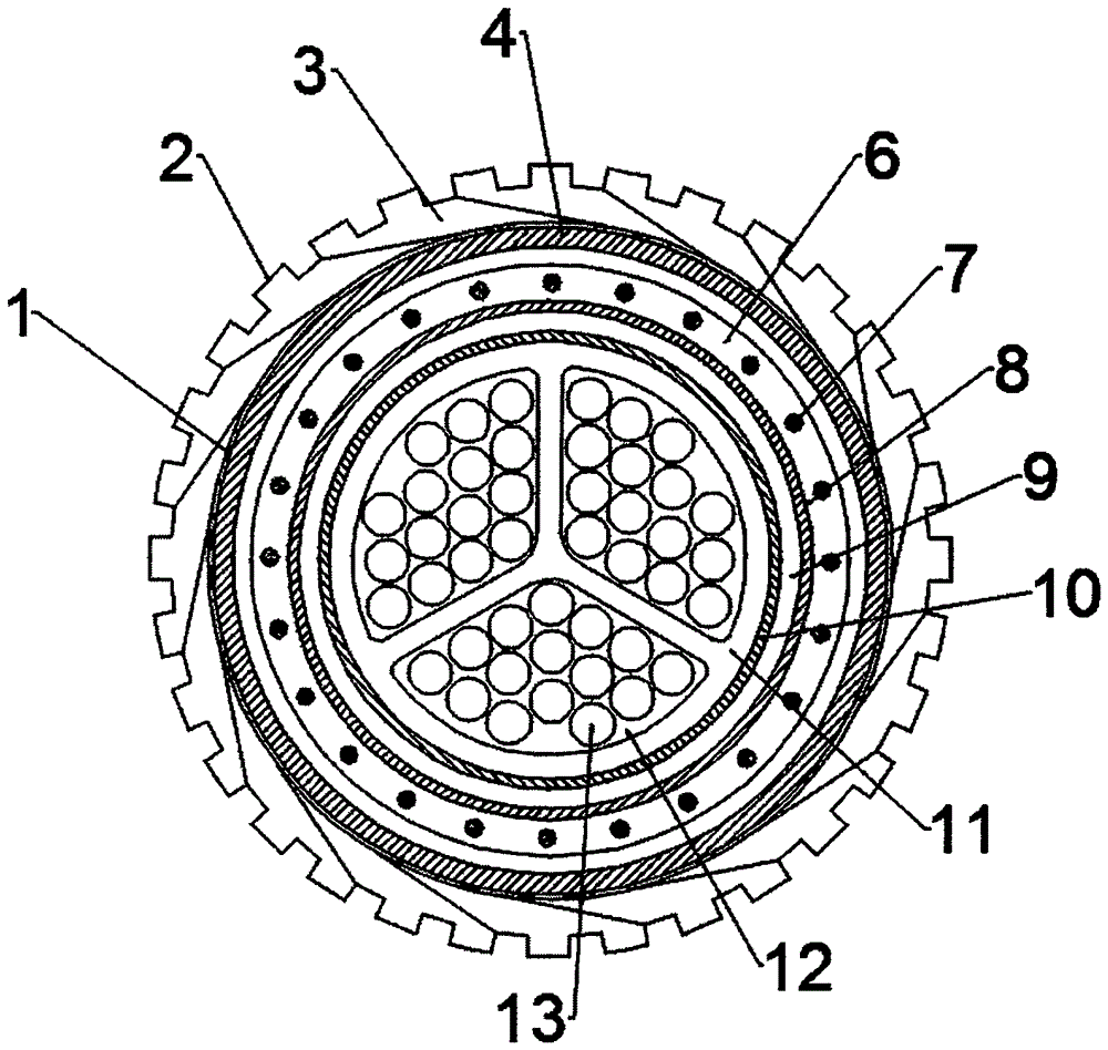 High-strength tooth-form composite halogen-free photovoltaic line cable