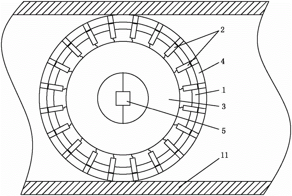 Spherical densely-covered type probe ultrasonic thickness measurement device used for detection in pressure pipeline