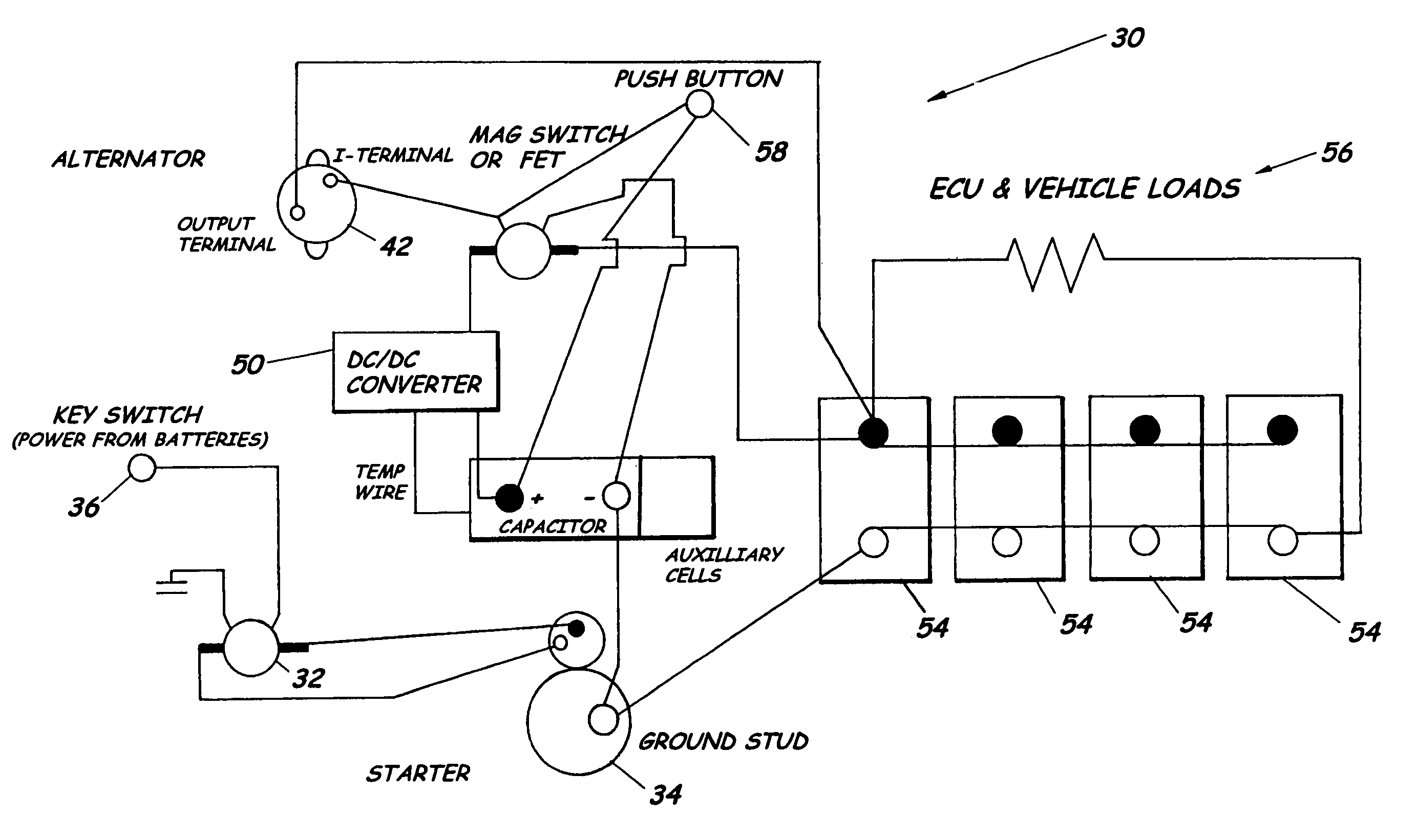 Capacitor-based powering system and associated methods