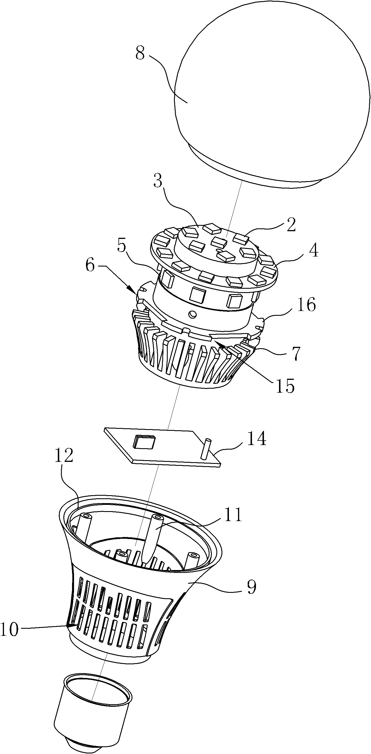 Multi-layered LED (light emitting diode) lamp