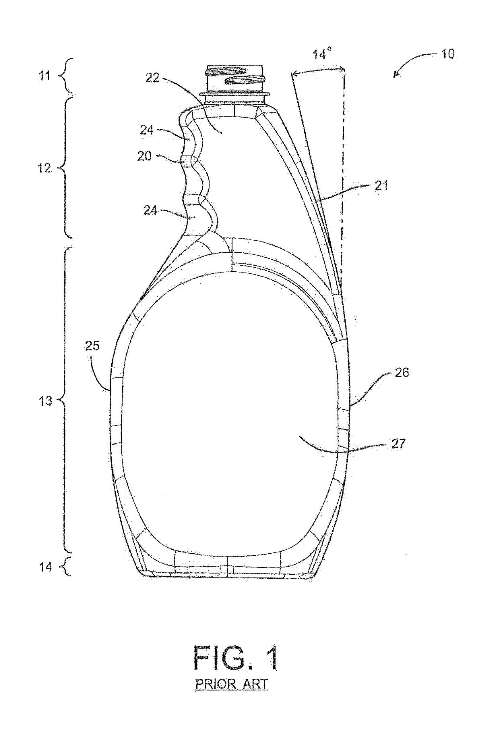 Bottle with Top Loading Resistance with Front and Back Ribs