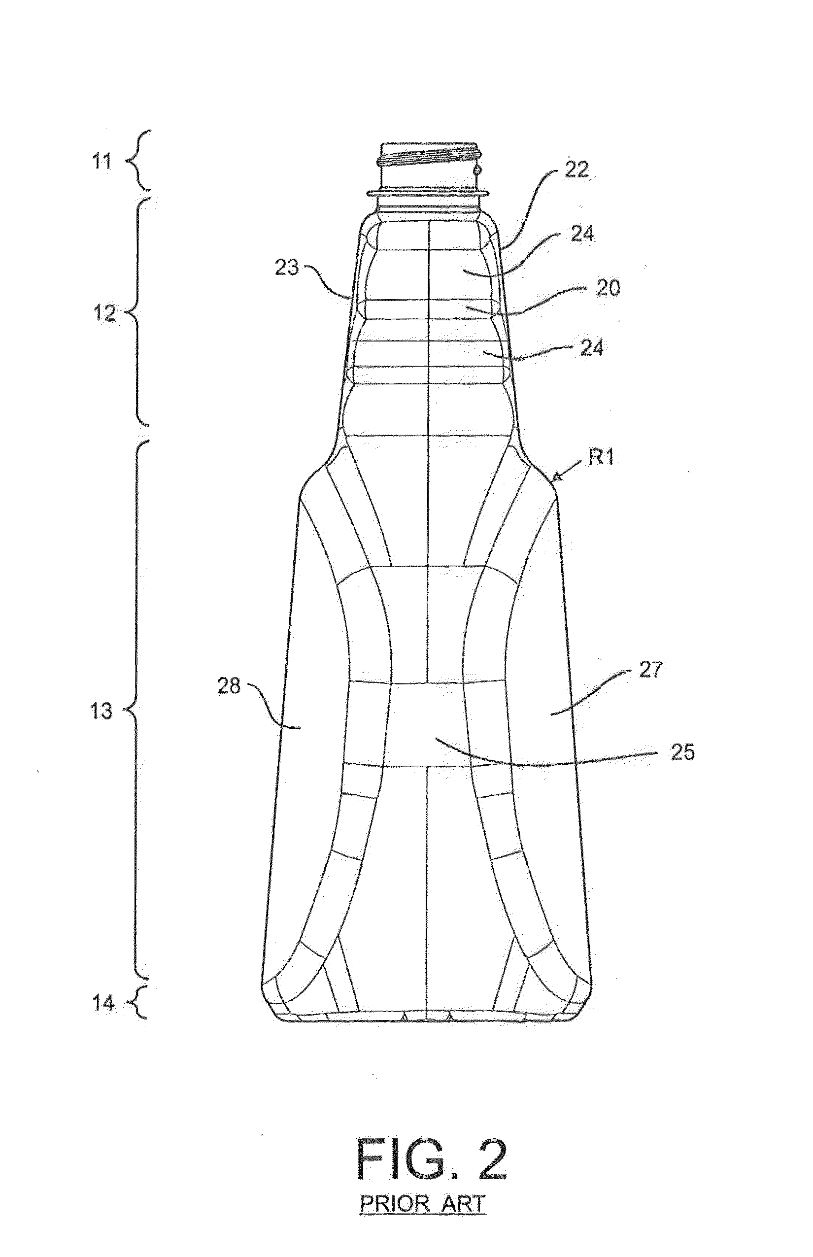 Bottle with Top Loading Resistance with Front and Back Ribs