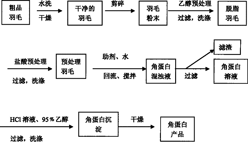 Method for extracting keratin from feather