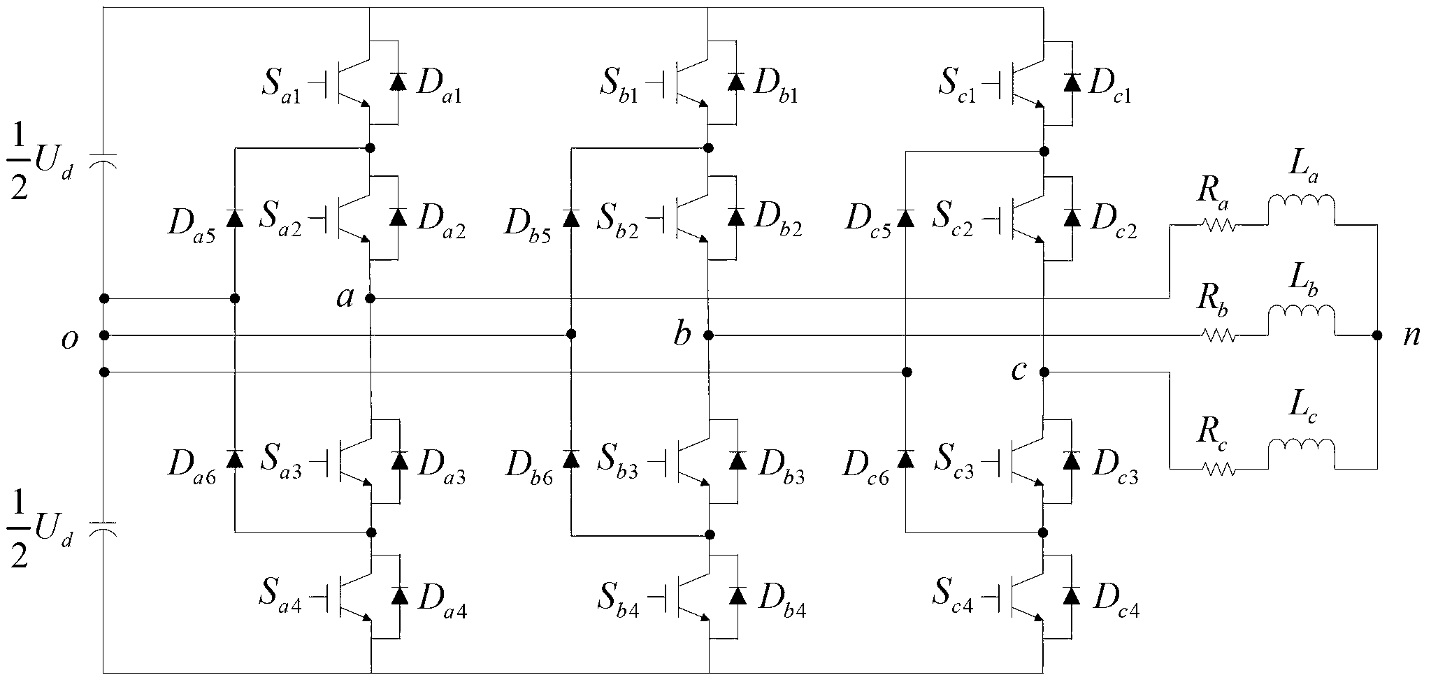 Device open-circuit fault diagnosis circuit for diode neutral point clamped (NPC) three-level inverter