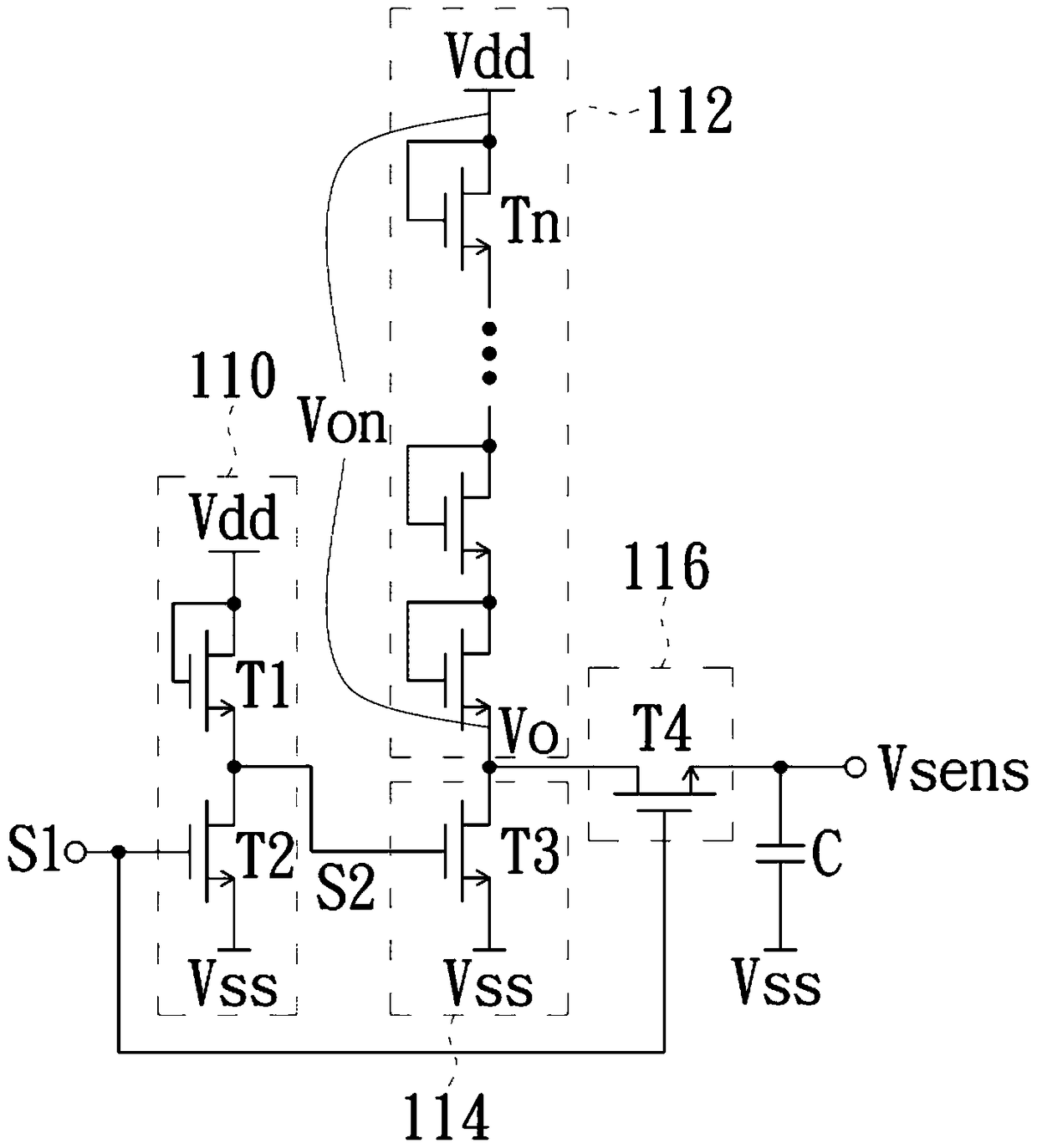 Temperature sensing circuit for display, display and method of operation thereof