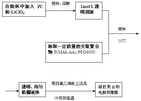 P(MAh-AA)-PEG4000-based gel polymer electrolyte and preparation method thereof