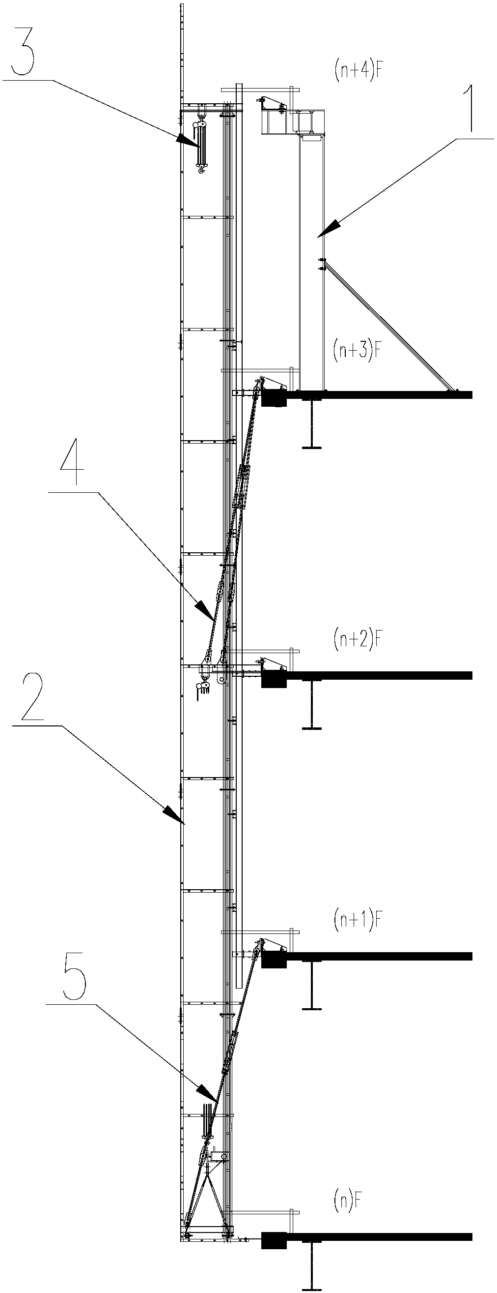 Overall formwork system for structure missing layer and construction method thereof