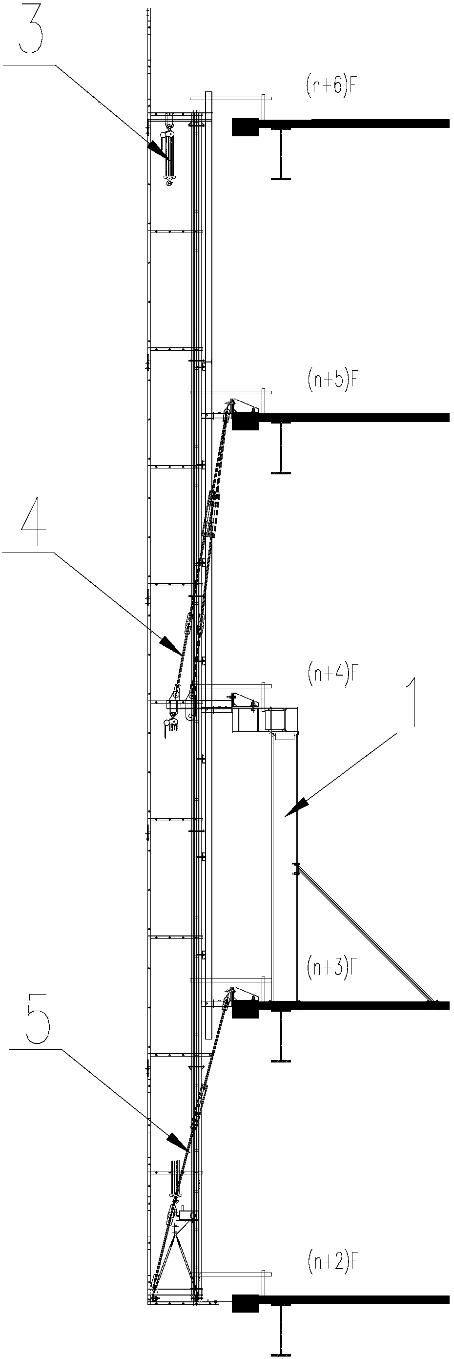 Overall formwork system for structure missing layer and construction method thereof