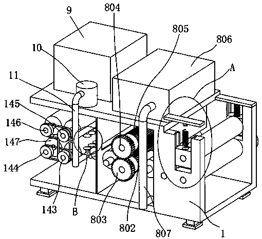 Double-layer gluing equipment for plastic floor substrate