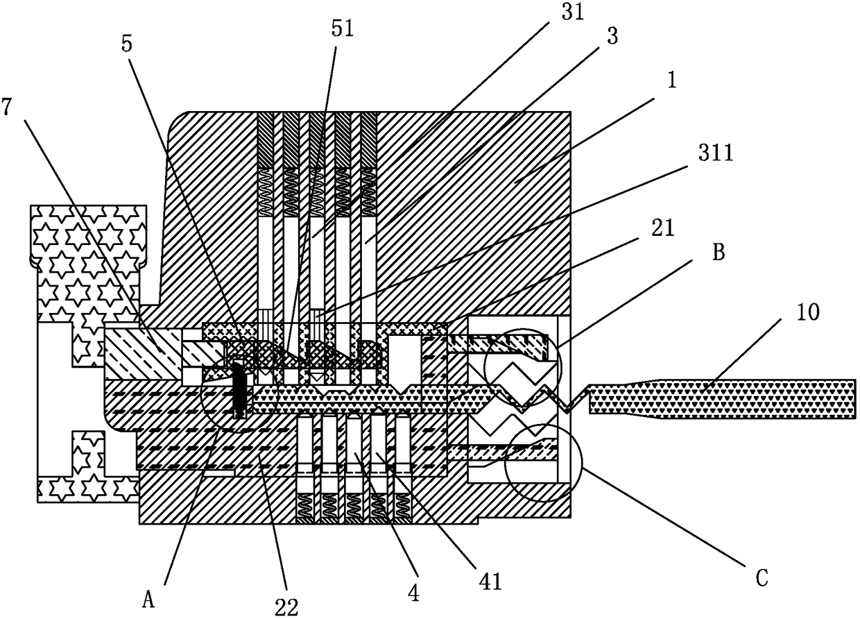 A double core mutual control axial displacement mechanical lock