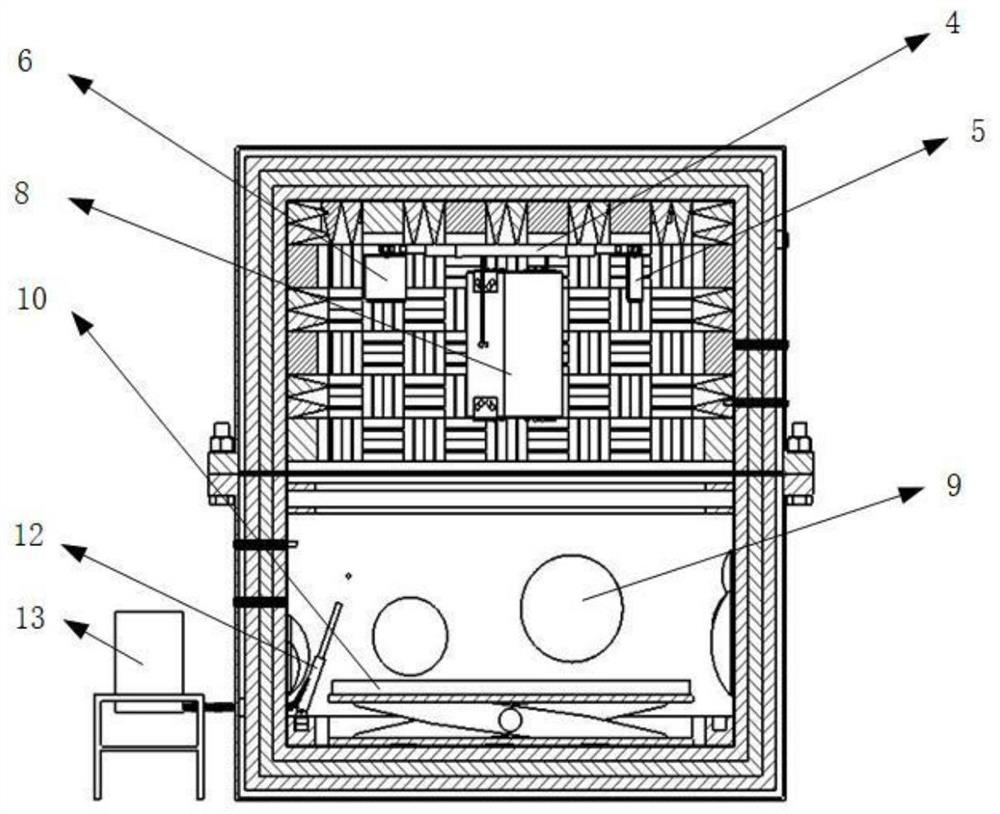 Integrated tester and testing method for shock absorption, noise reduction and impact resistance of composite material