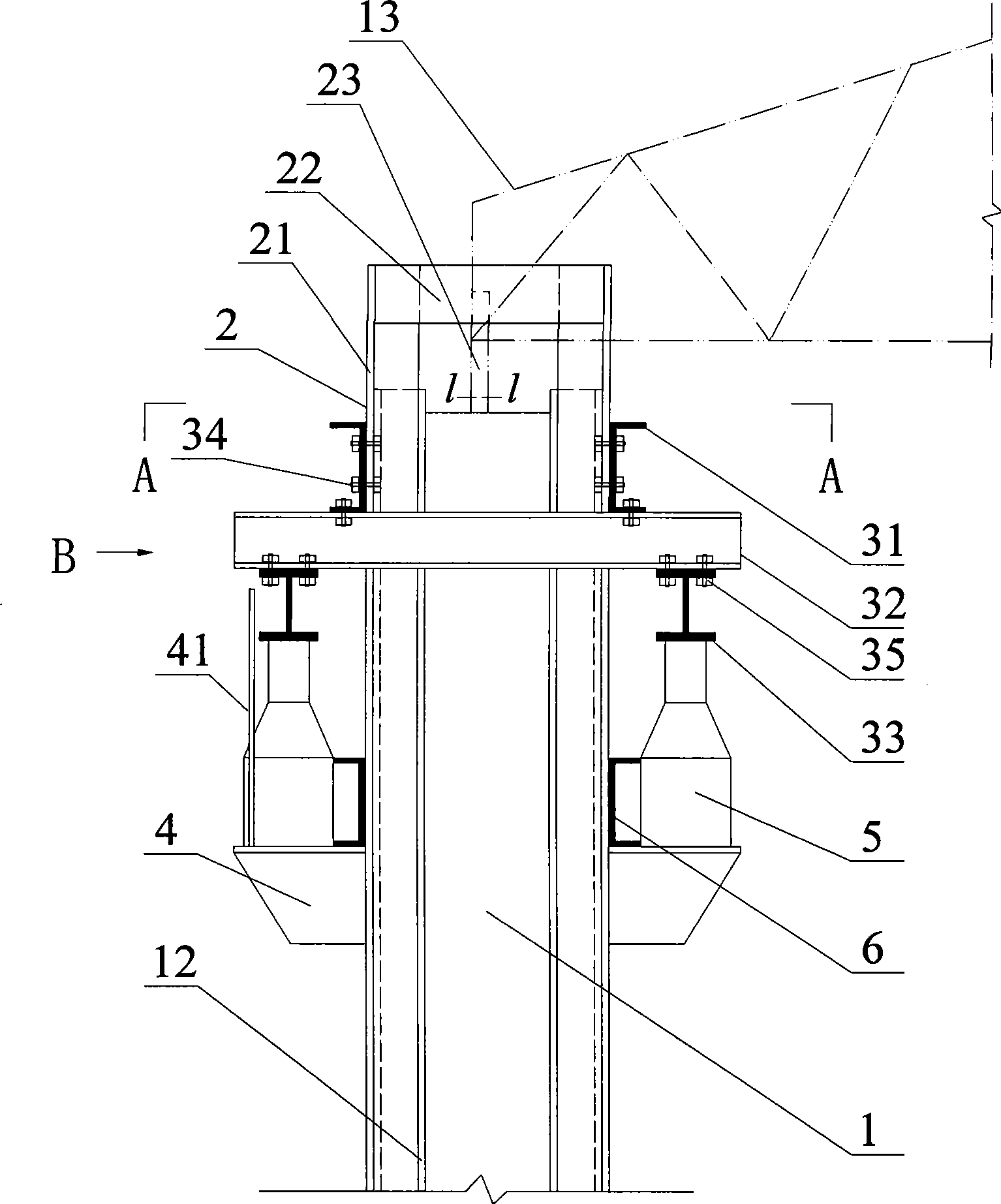 Integral jacking method for steel roof frame and concrete column articulated factory house cover