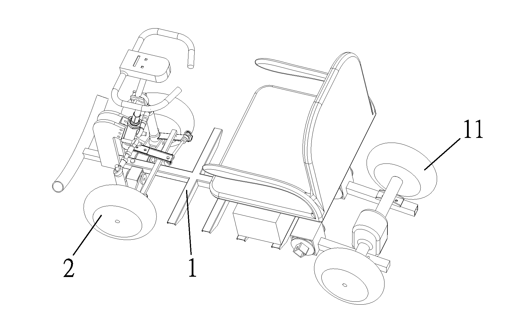 Damping assembly for a front-wheel independent suspension of a four-wheel mobility scooter