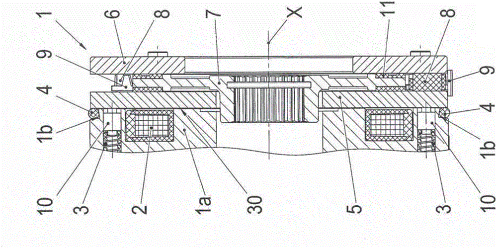 Electromagnetic braking or coupling device having damping means for improved noise reduction