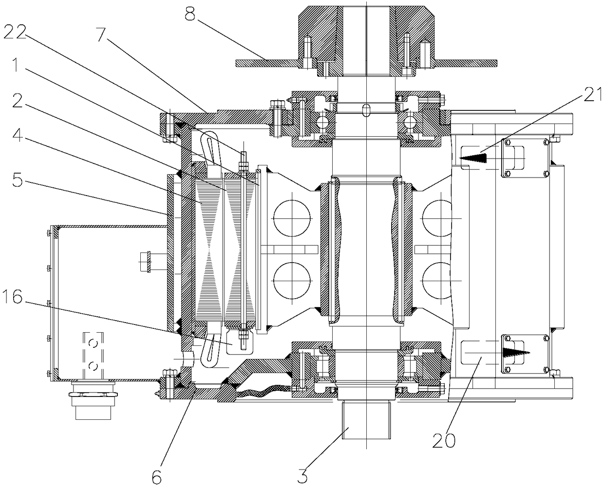 Vertical type direct-drive permanent magnet synchronous motor