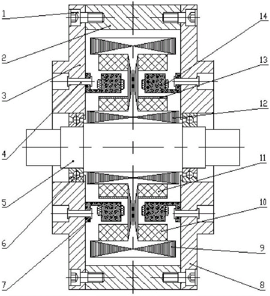 H-type bilateral magnetism gathering hot backup dynamic transmission all-in-one machine for flywheel energy storage