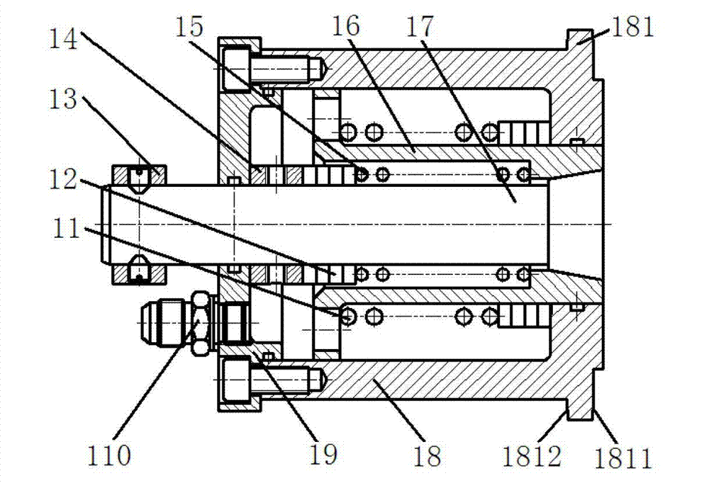 Rapid connection device used for deepwater hydraulic pipeline and oil outlet connector