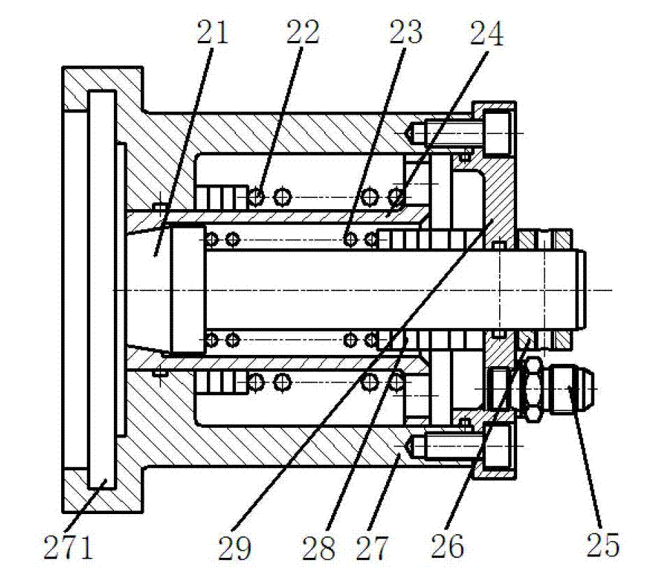 Rapid connection device used for deepwater hydraulic pipeline and oil outlet connector