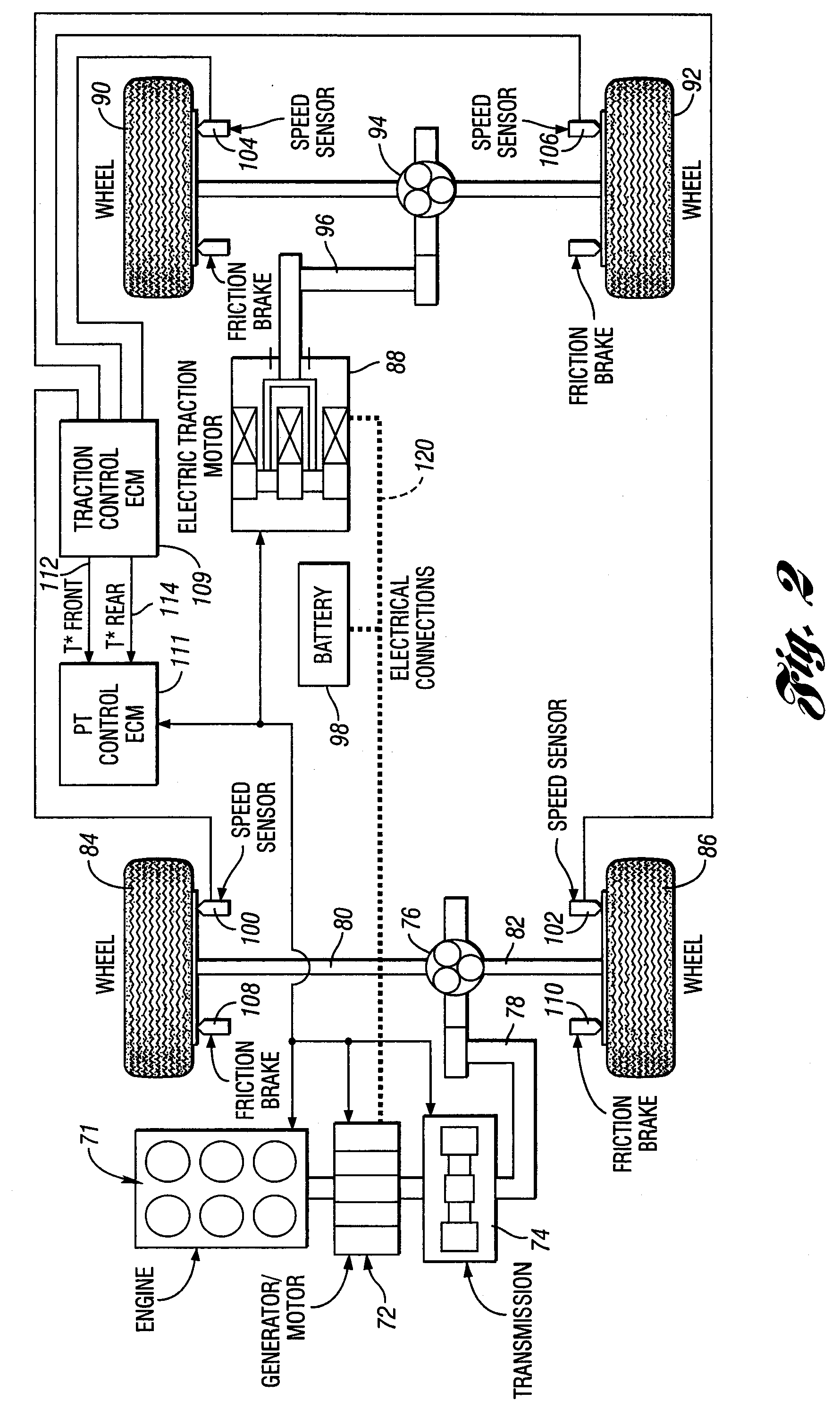 Traction and Stability Control System and Method for a Vehicle with Mechanically Independent Front and Rear Traction Wheels