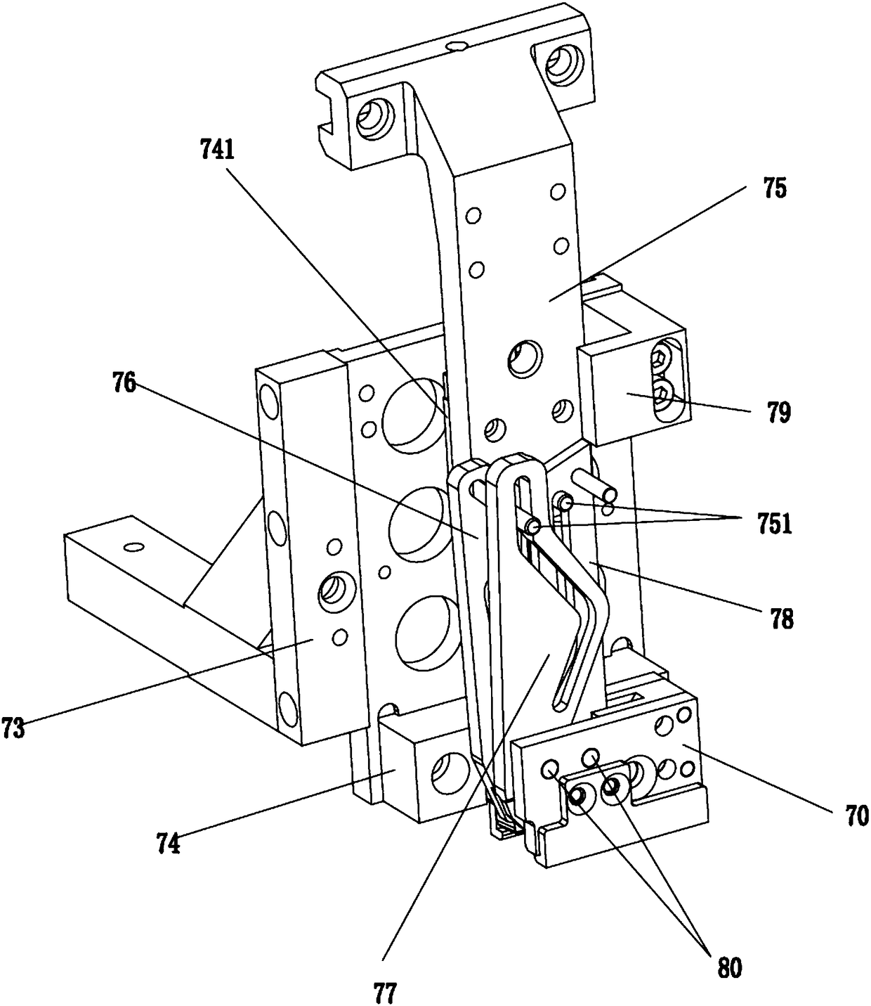 Shear mechanism for cutting spiral coil and then bending countersink head