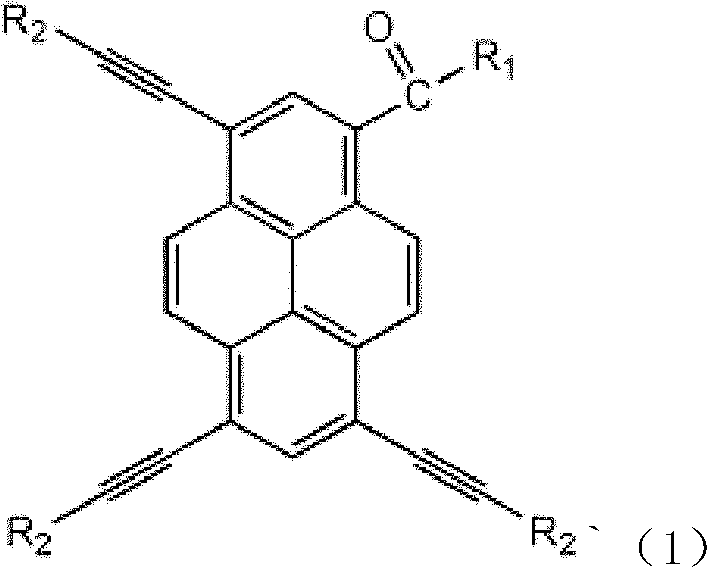 Pyrene asymmetrical double-shaft discotic liquid crystal compound and preparation method thereof