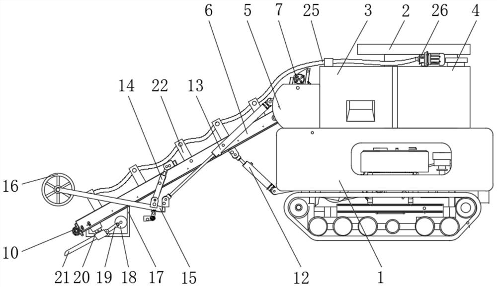 Single-row walking type garlic combine harvester