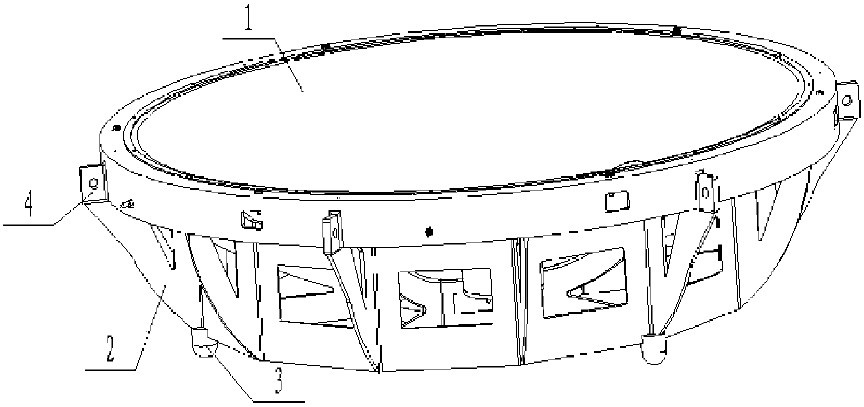 Antenna reflector composite skin forming mold suitable for satellite