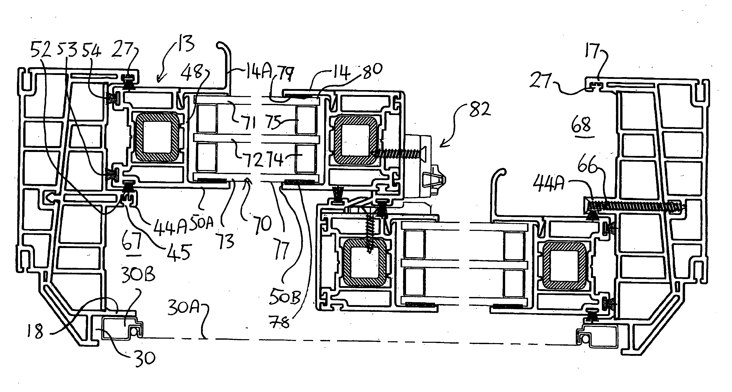 Extruded profile system for forming sliding fenestration products