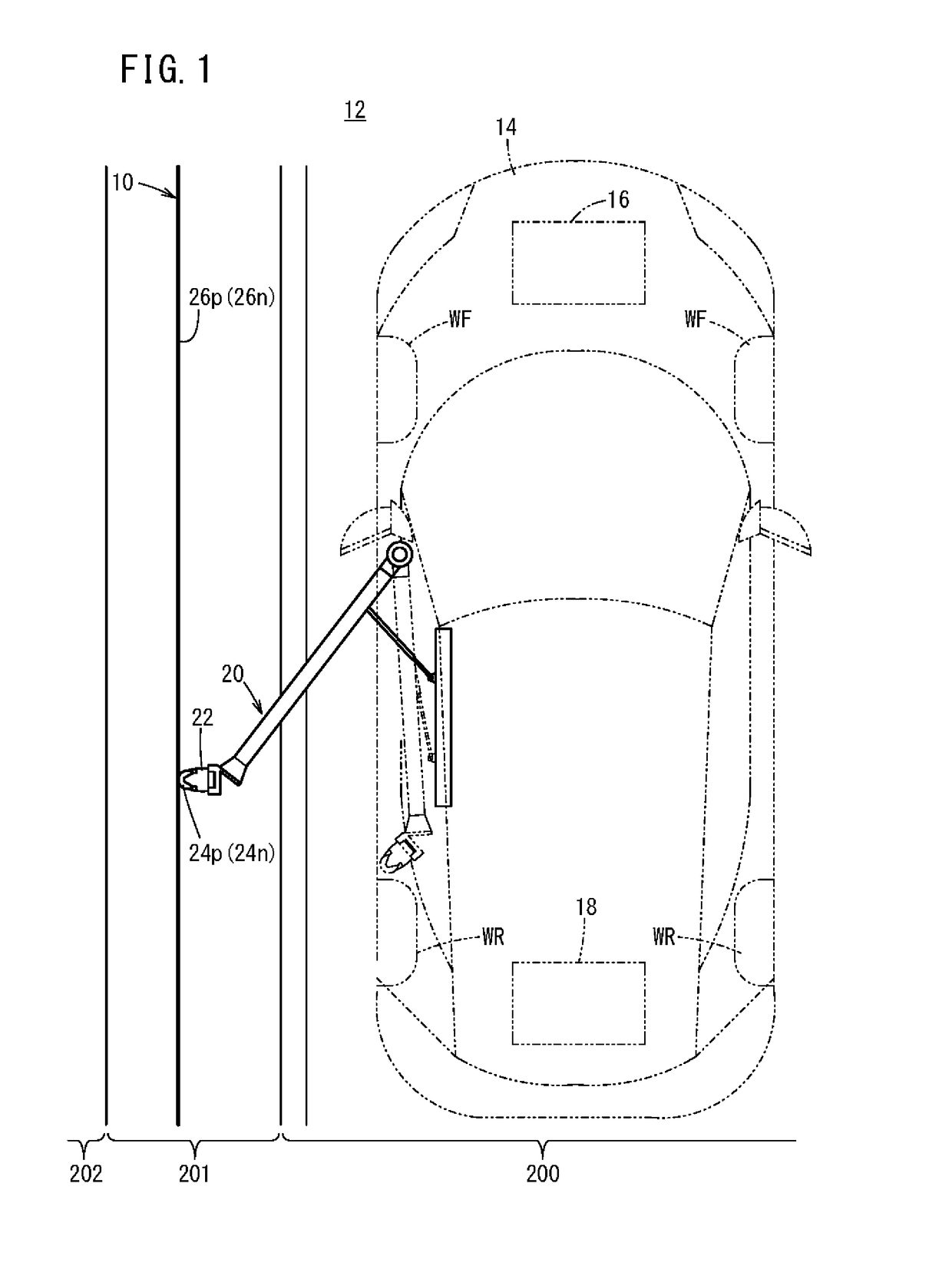 Power feeding device and contact power feeding system