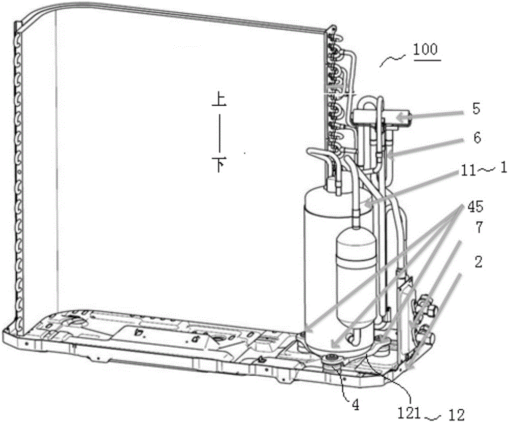 Refrigeration device and damping foot pad for compressor