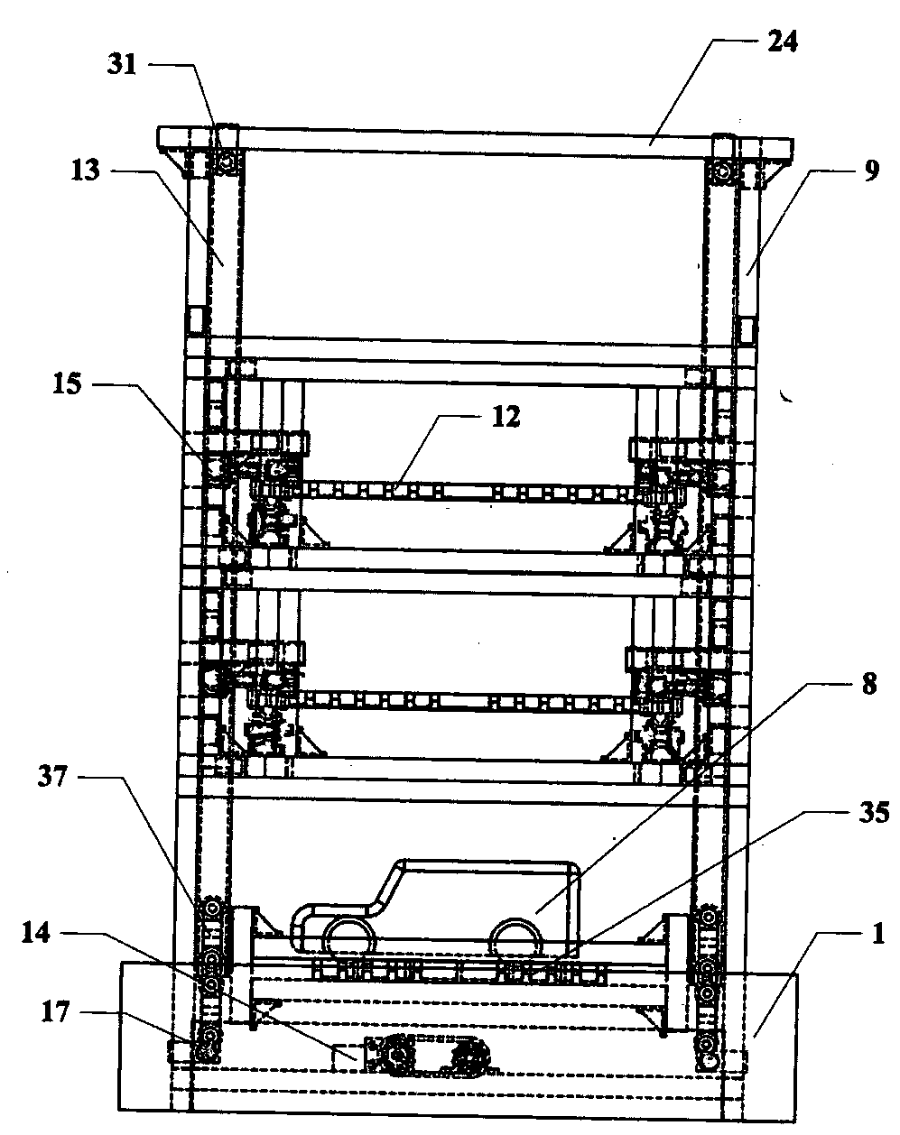 Unitized lifting and traversing intelligent stereo garage equipment