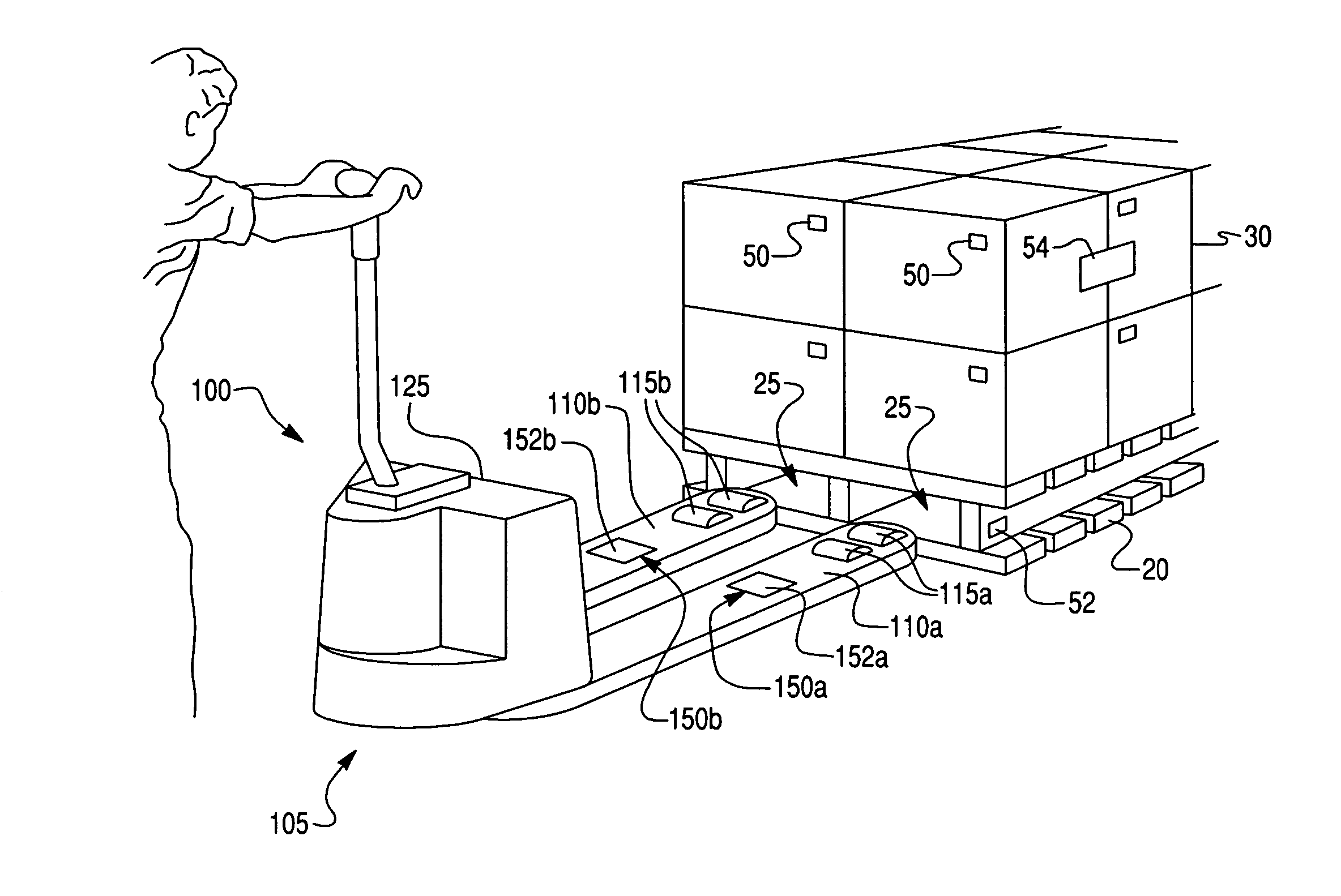 Pallet jack antenna for RFID system