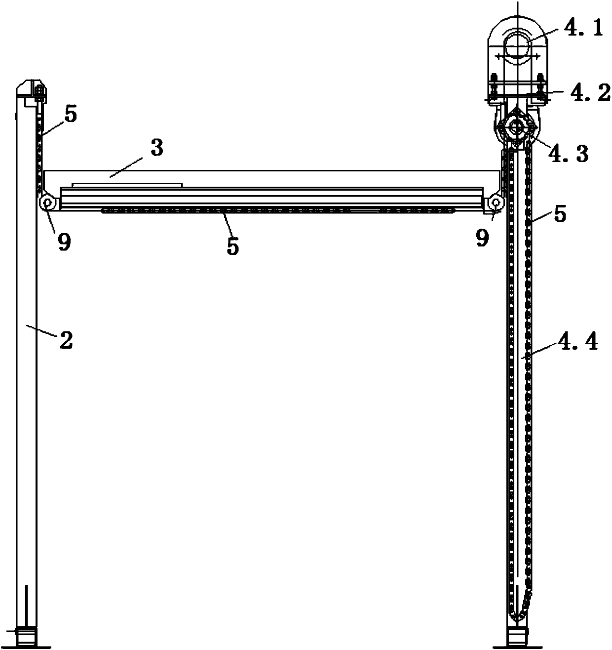 Two-layer simple lifting parking equipment