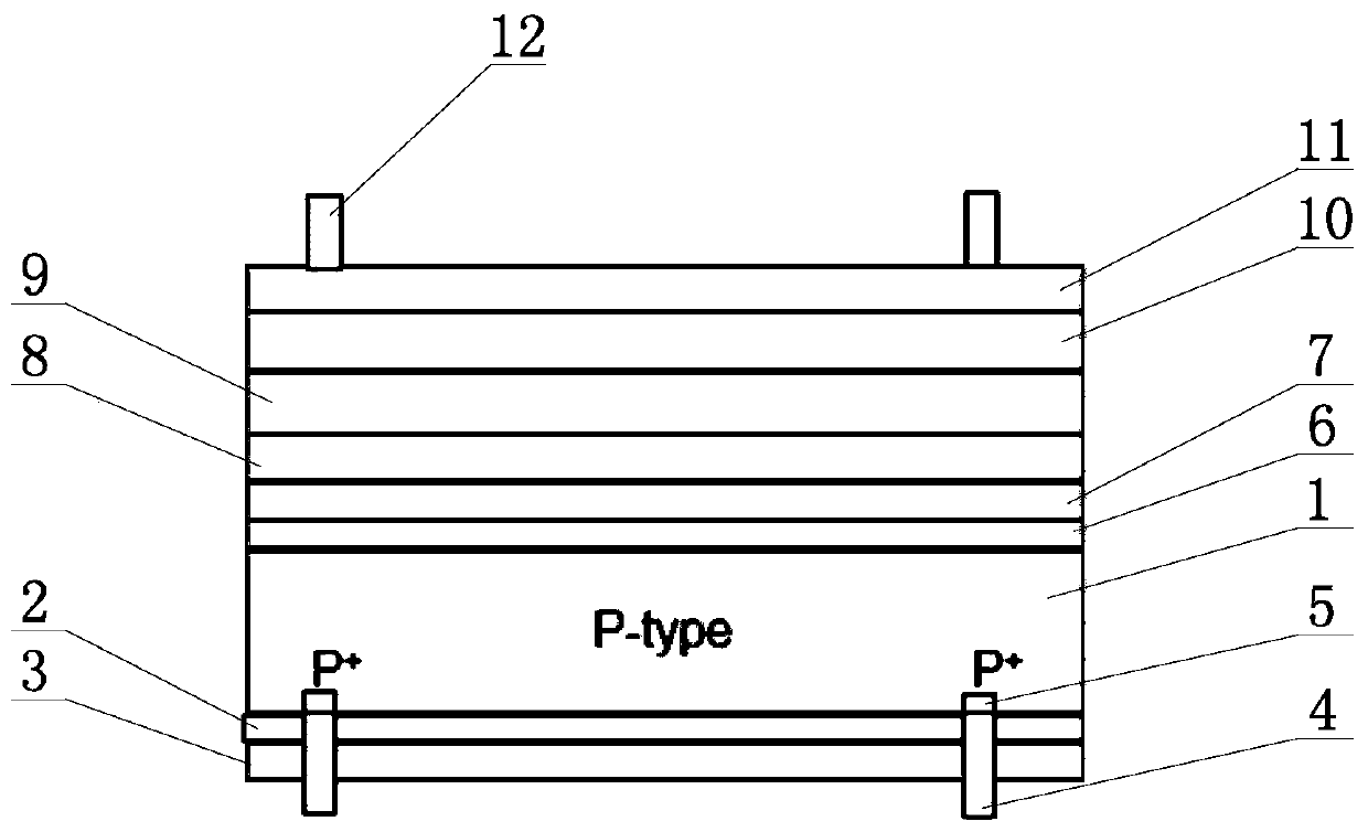 Silicon-based perovskite double-diode double-sided solar cell and preparation method thereof