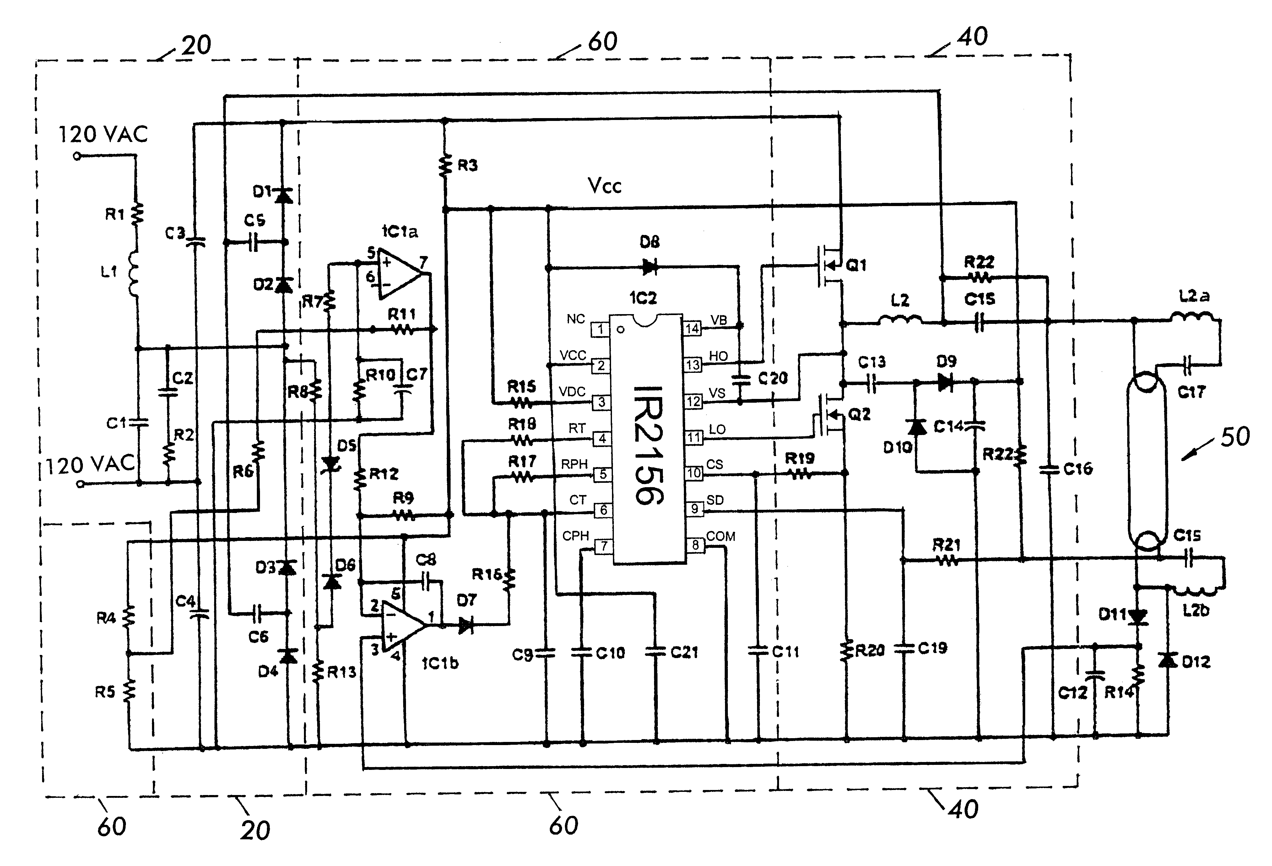 Dimming ballast for compact fluorescent lamps