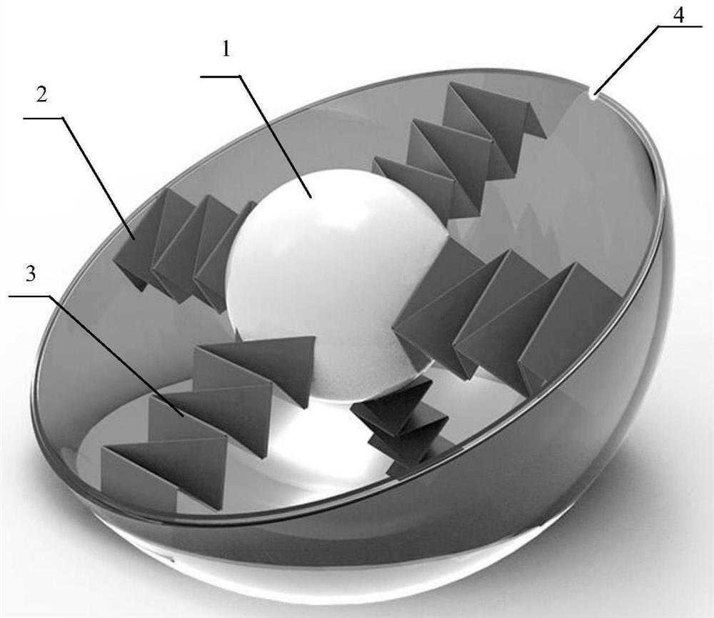 A spherical electret wave energy generating device