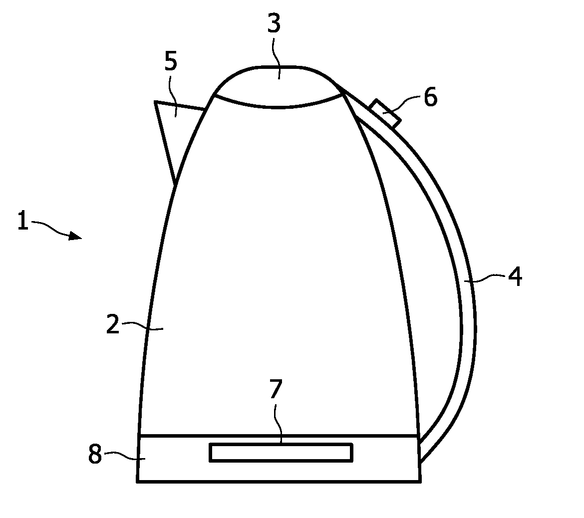 Hot water kettle comprising an acoustic member for generating an acoustic signal