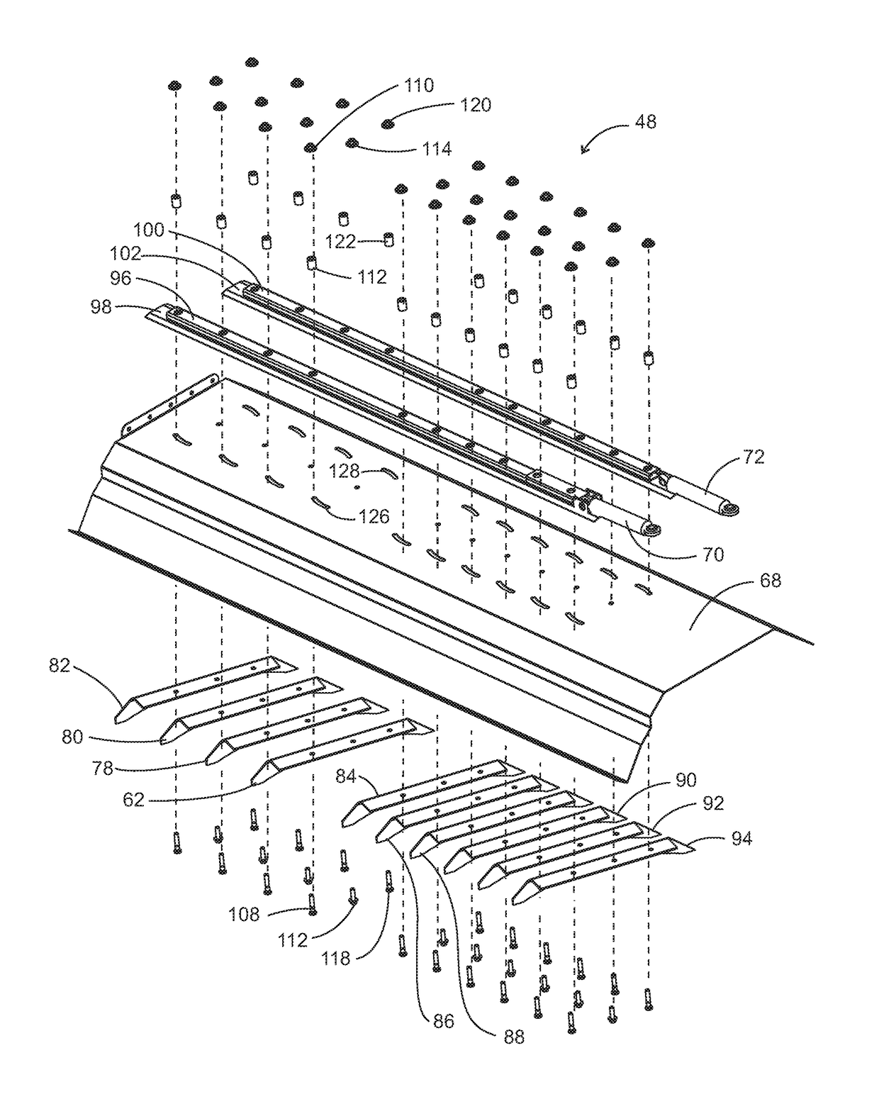 Adjustable Top Cover Vanes for Controlling Crop Flow in a Rotary Thresher