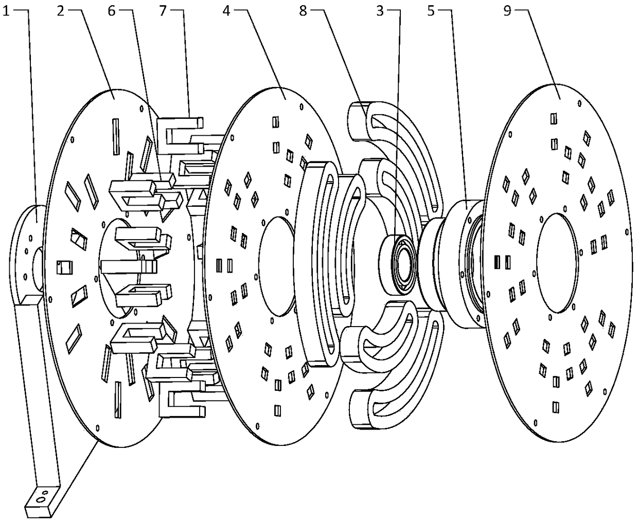 A disk-type double-cross-link magnetism-concentrating transverse field motor