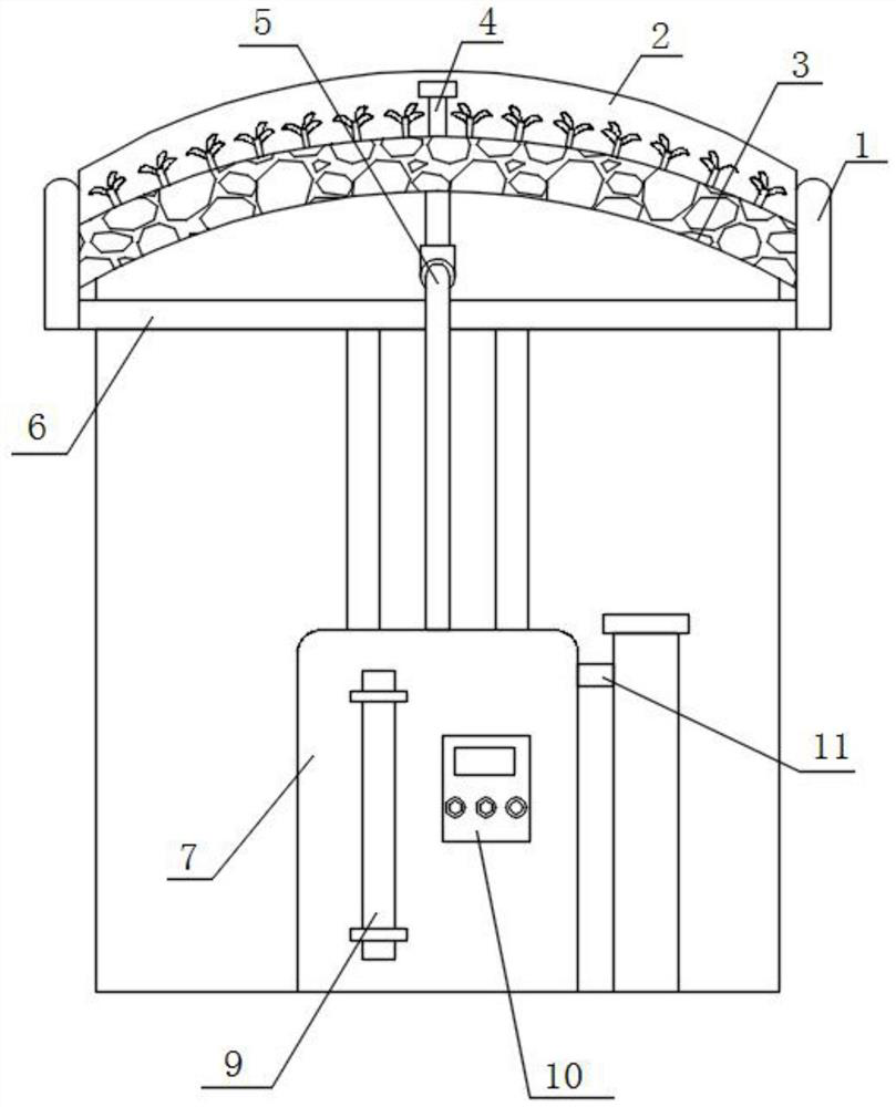 An ecological garden roof vegetation irrigation device