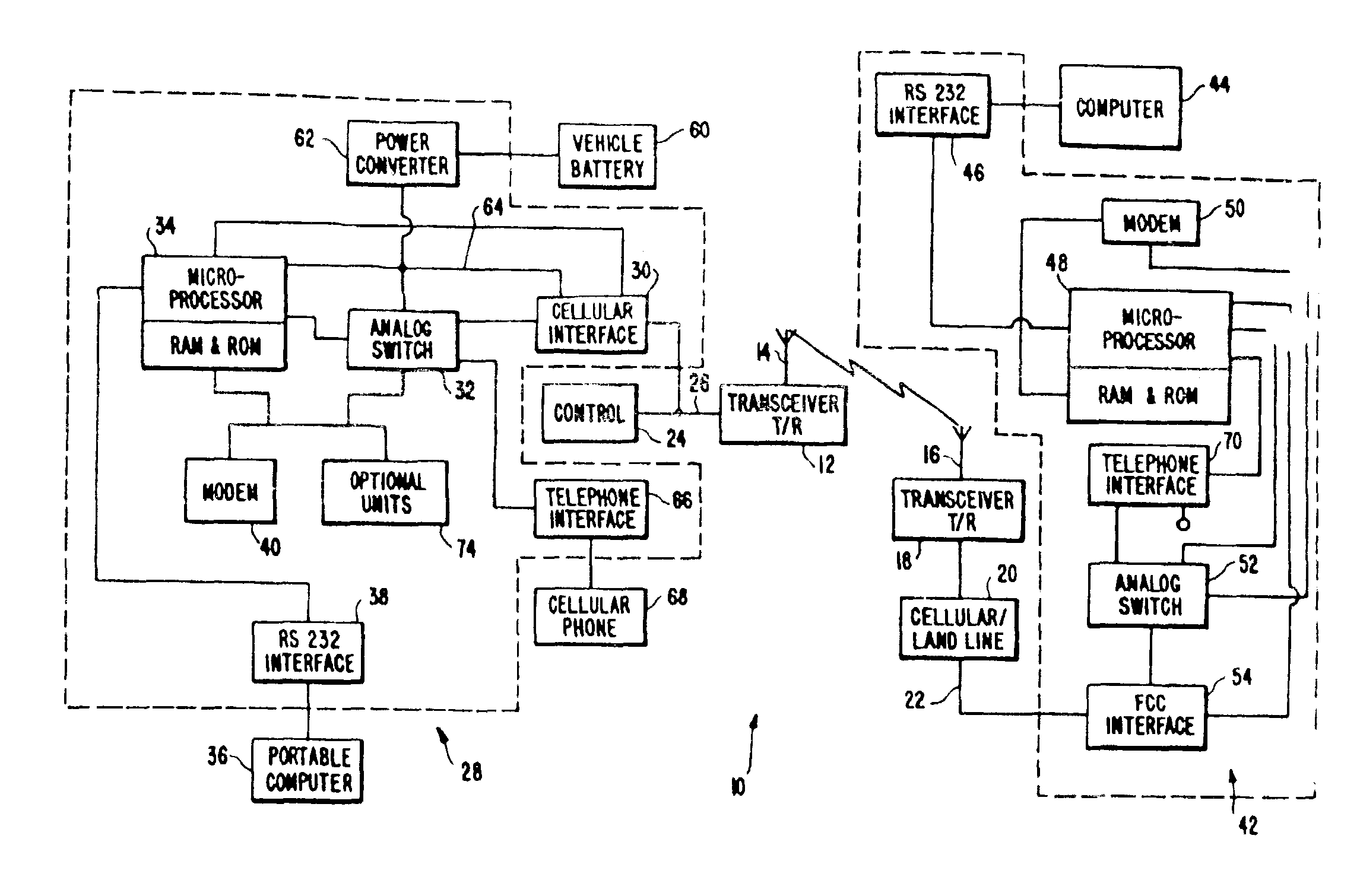 Cellular telephone data communication system and method