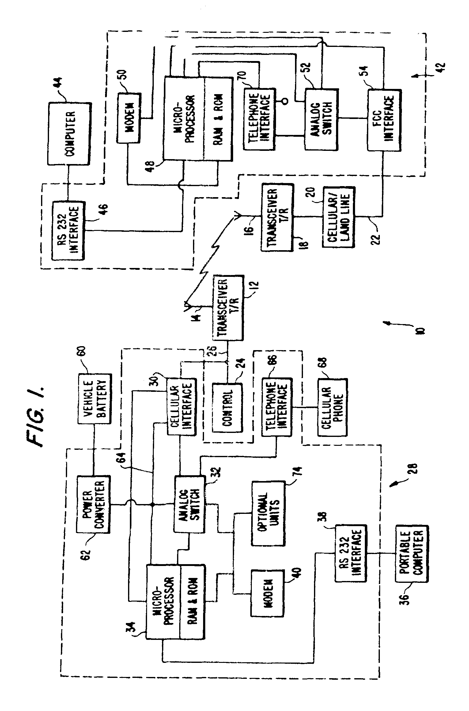 Cellular telephone data communication system and method