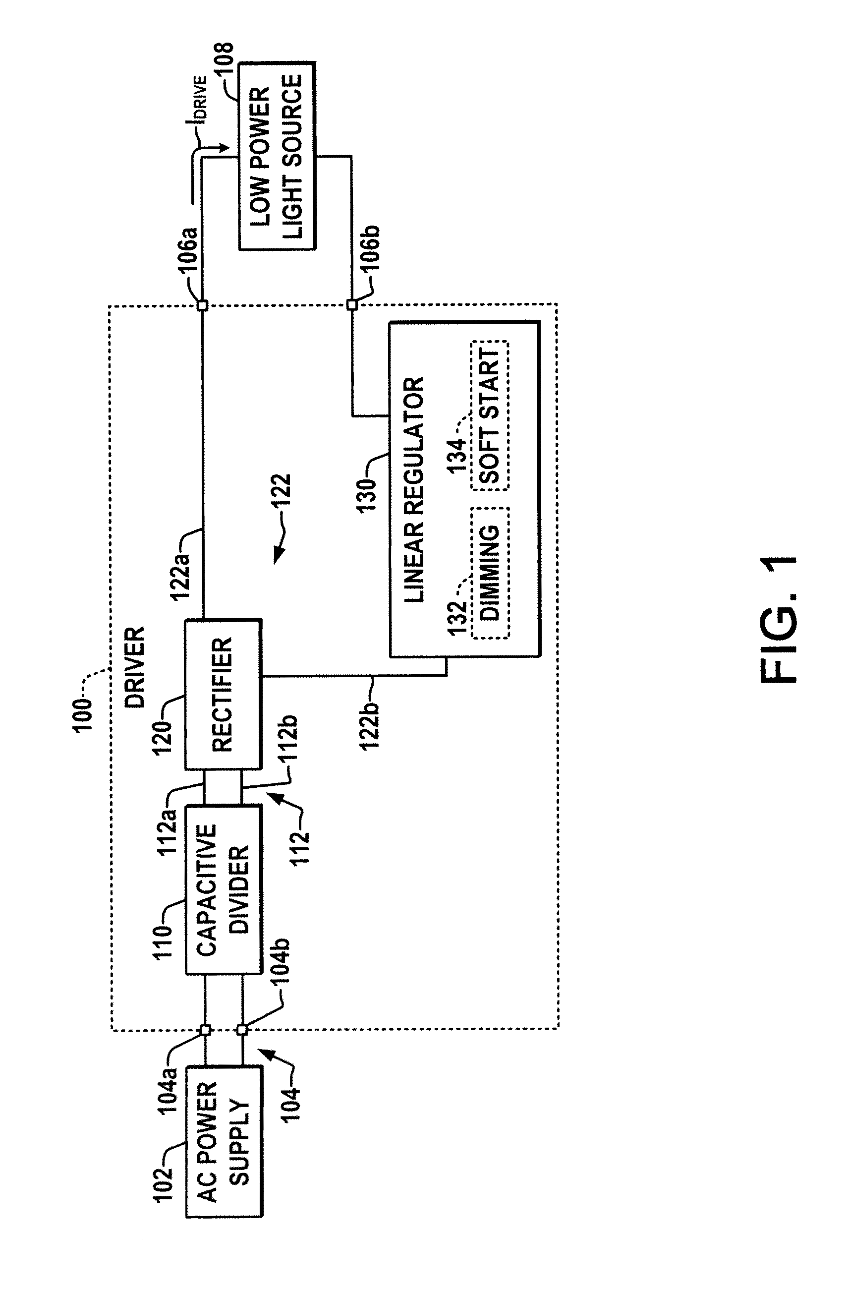 High efficiency low power capacitor charged DC driver