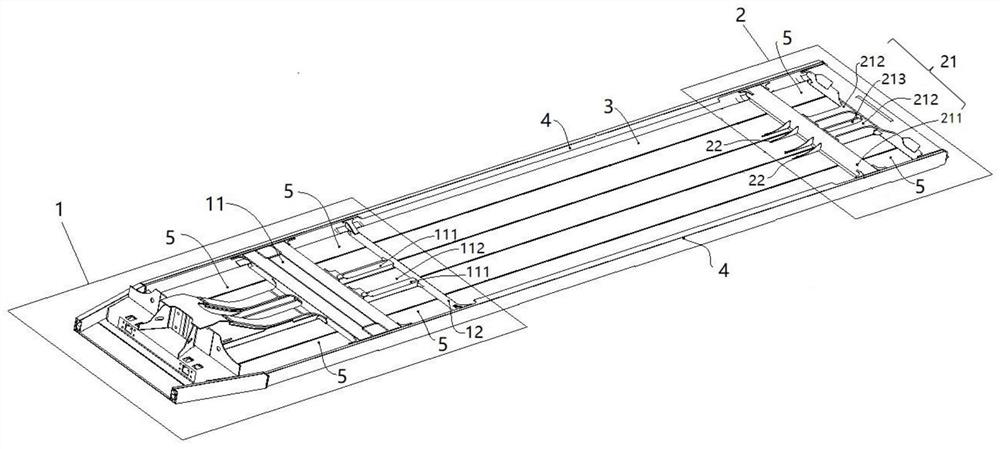 A rail vehicle chassis structure and rail vehicle