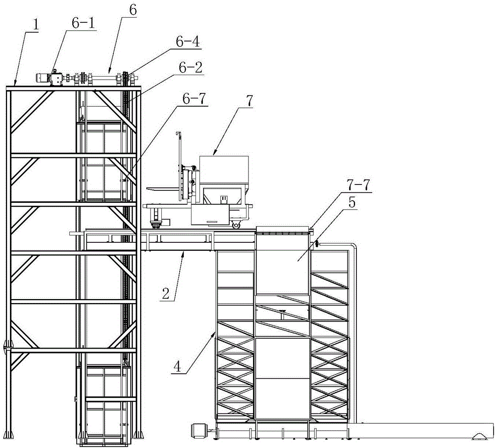 Full-automatic hoisting conveying system before organic garbage spray explosion treatment