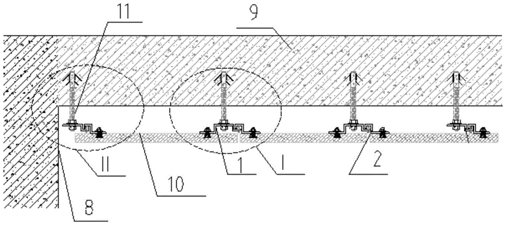 Combined type ceiling hanging part and wood veneer ceiling installing process