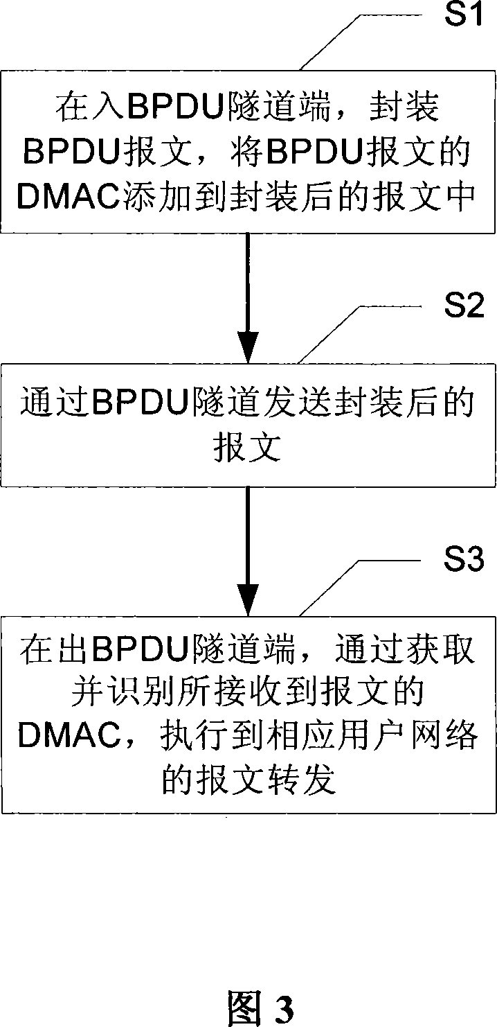 Method and system for transparent transmission of BPDU packet in two-layer switching network