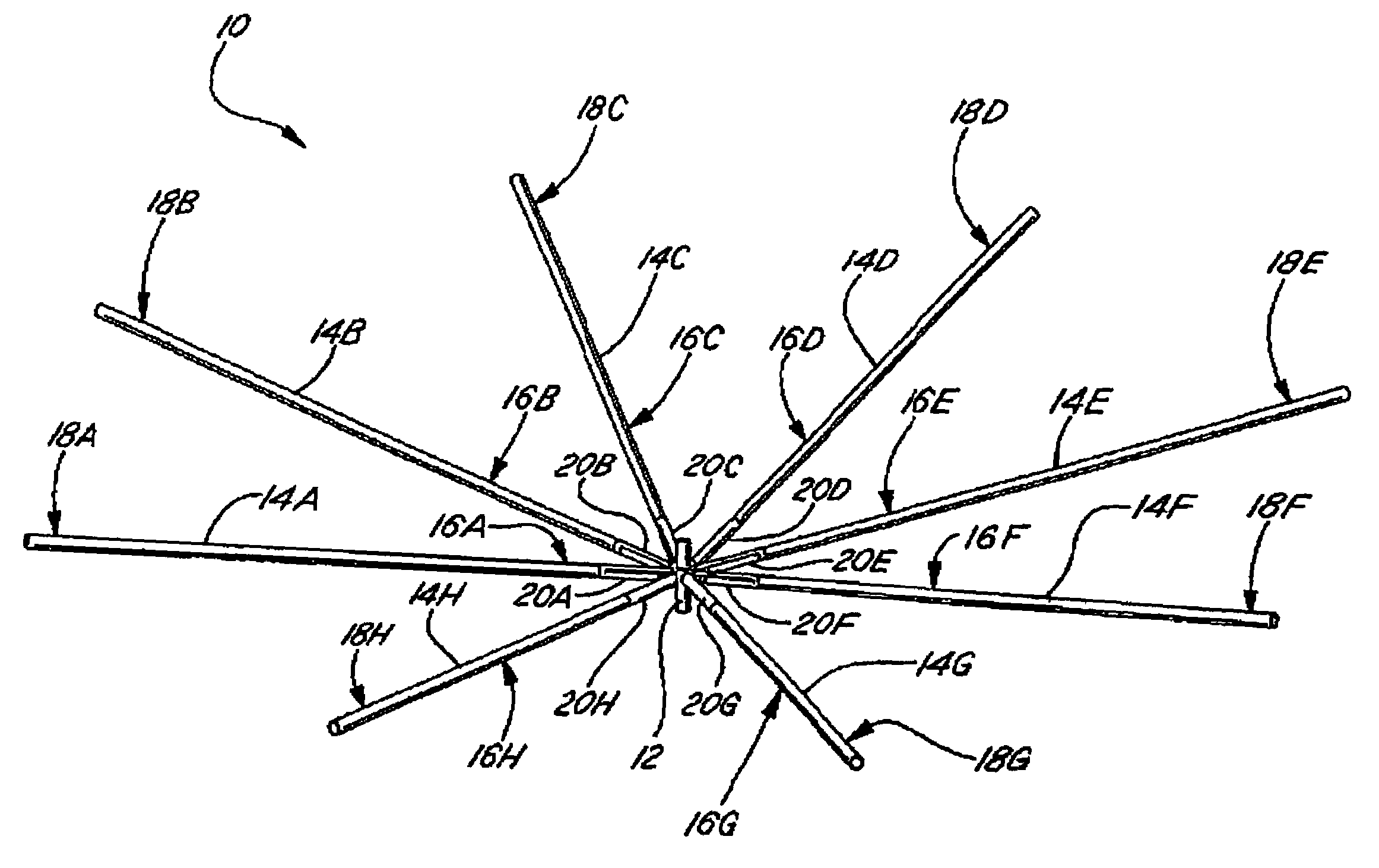 Deployable antenna with foldable resilient members