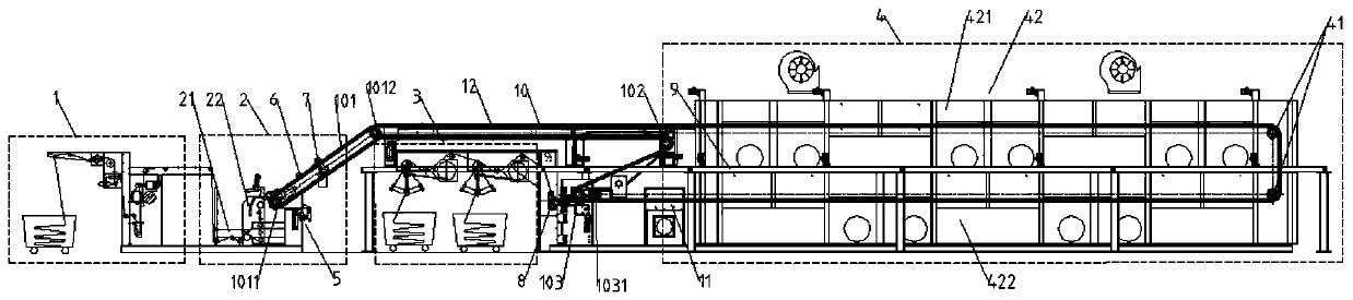 Double-layer tentering setting machine and conveying structure thereof