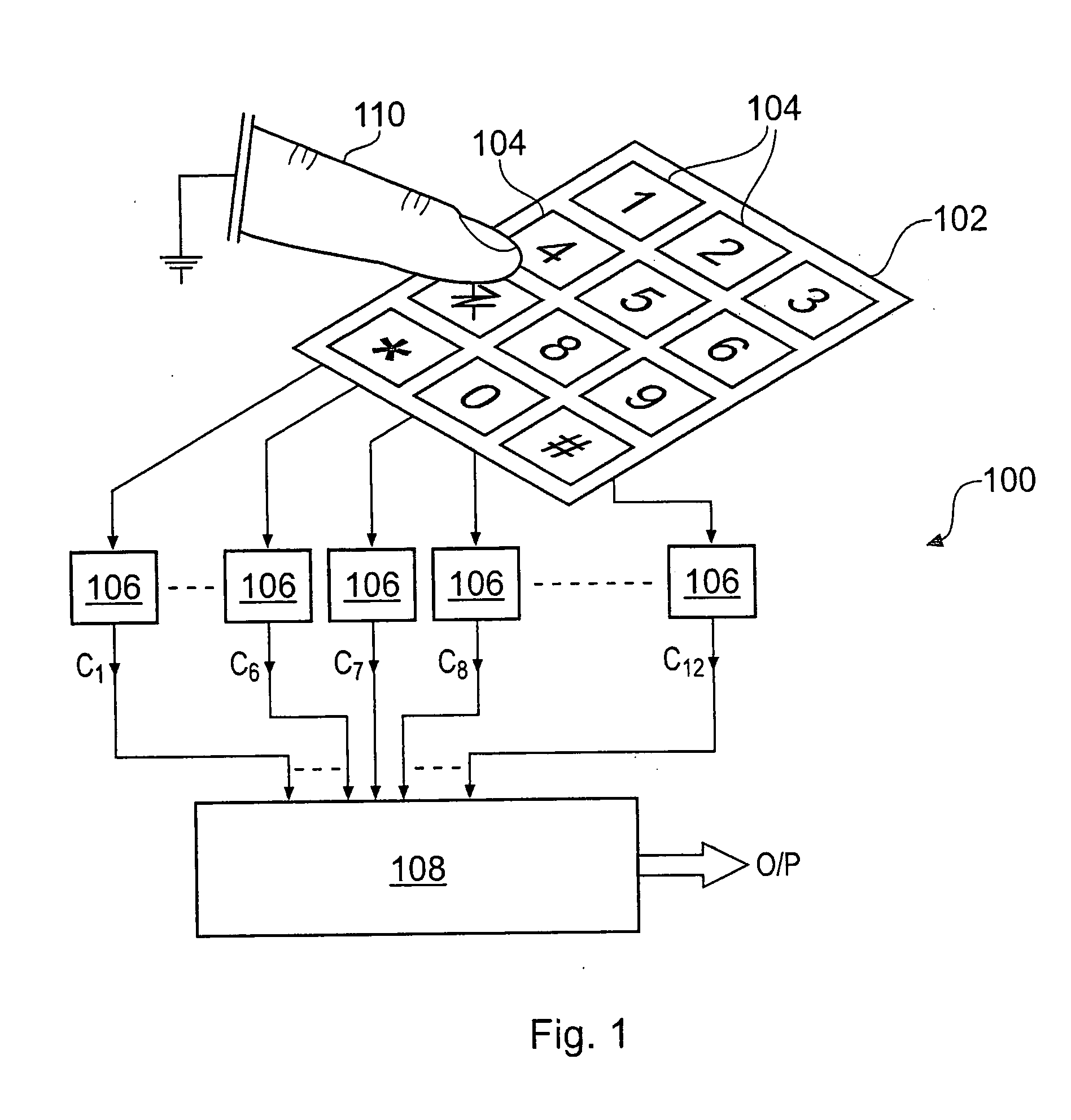 Capacitive Keyboard with Position Dependent Reduced Keying Ambiguity